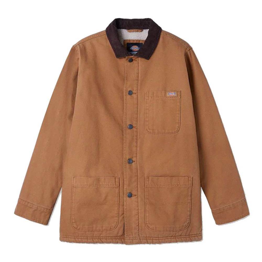 Dickies Duck High Pile Fleece Lined Chore Jacket - Stonewashed Brown Duck