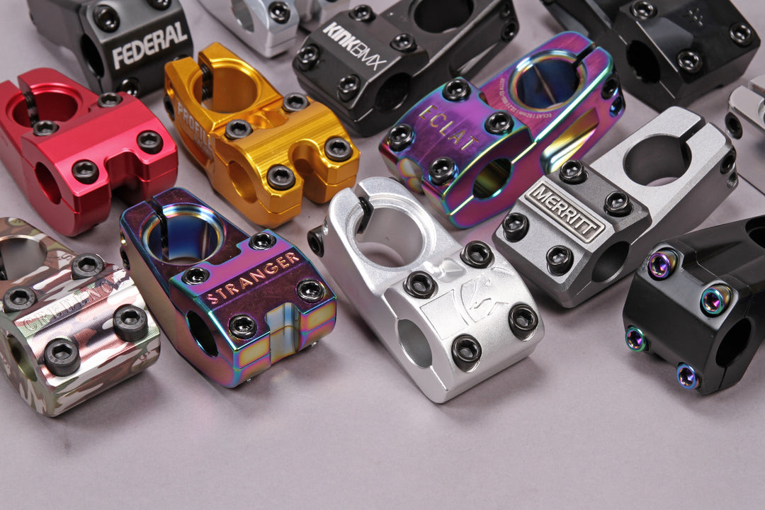 Shop our range of Stems at Source BMX and give your bike an upgrade from our large selections of range BMX top load stems and front load stems for your BMX Bikes.