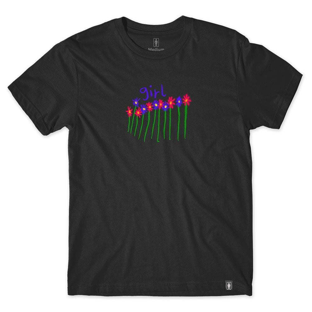 Girl Flowers Youth T-Shirt - Black