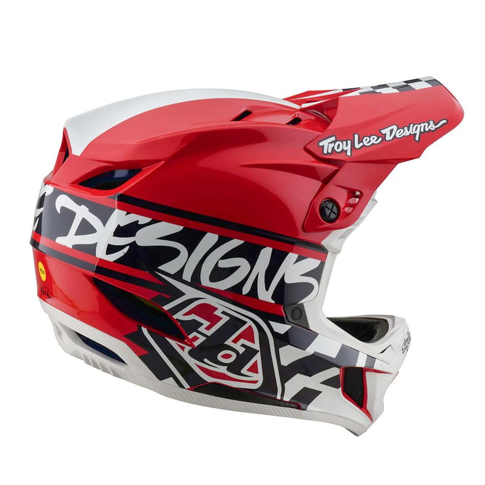 Troy Lee D4 Polyacrylate MIPS Race Helmet - Fifty-50 White/Red