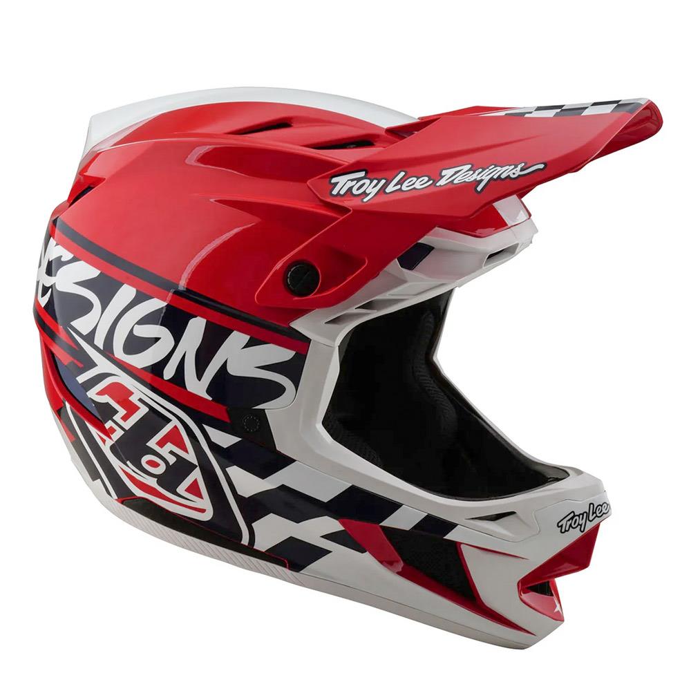 Troy Lee D4 Polyacrylate MIPS Race Helmet - Fifty-50 White/Red