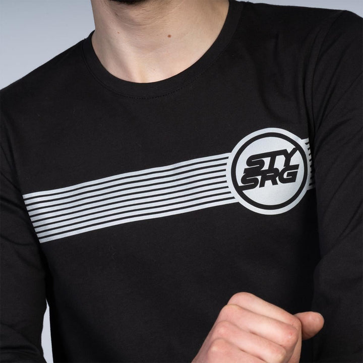 Stay Strong Icon Stripe Reflective Long Sleeve Camiseta - Black