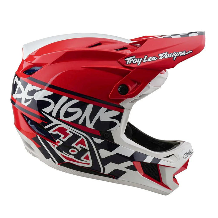 Troy Lee D4 Polyacrylate MIPS Race Helmet - Fifty-50 White/Red