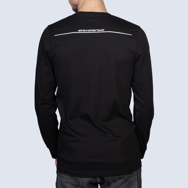 Stay Strong Icon Stripe Reflective Long Sleeve Camiseta - Black