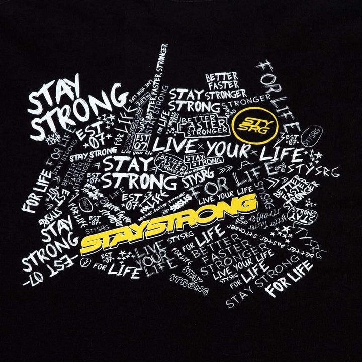 Stay Strong Scribble Long Sleeve Maglietta - Black