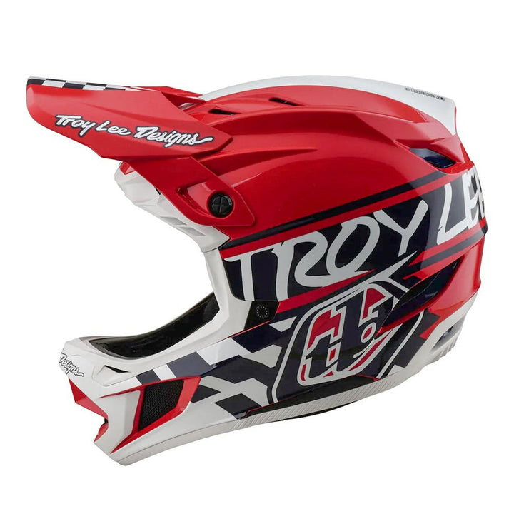 Troy Lee D4 Polyacrylate MIPS Race Helmet - Fifty-50 White/Red