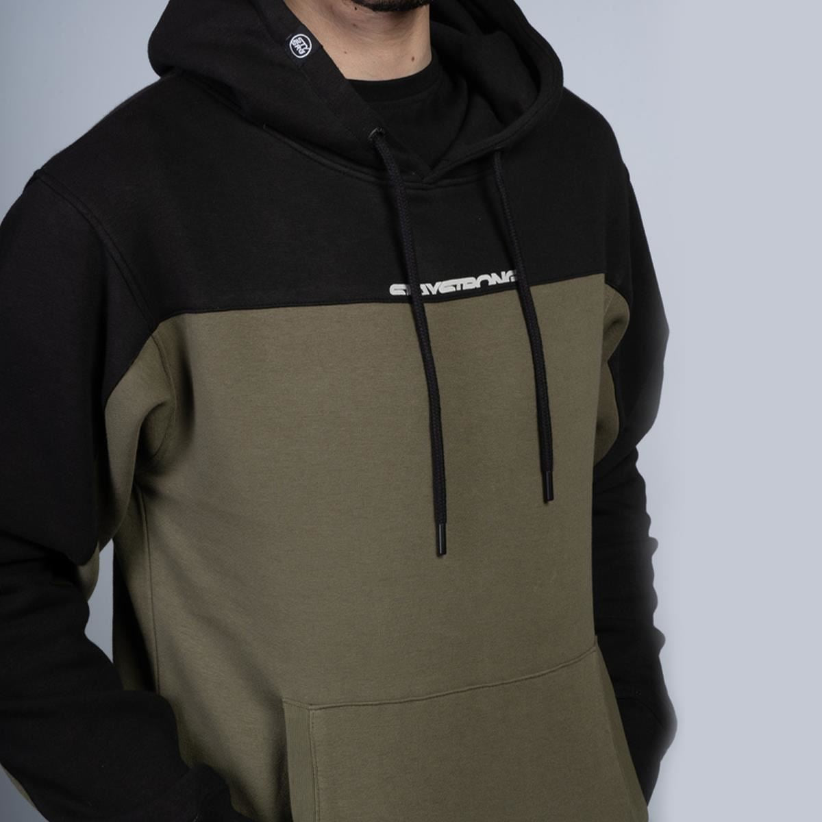 Stay Strong Cut Off Hoodie - Black/Olive