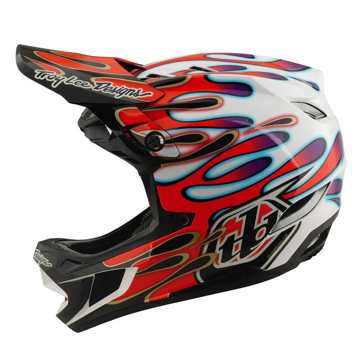 Troy Lee D4 Composite Race Helmet - Overspray White/Red