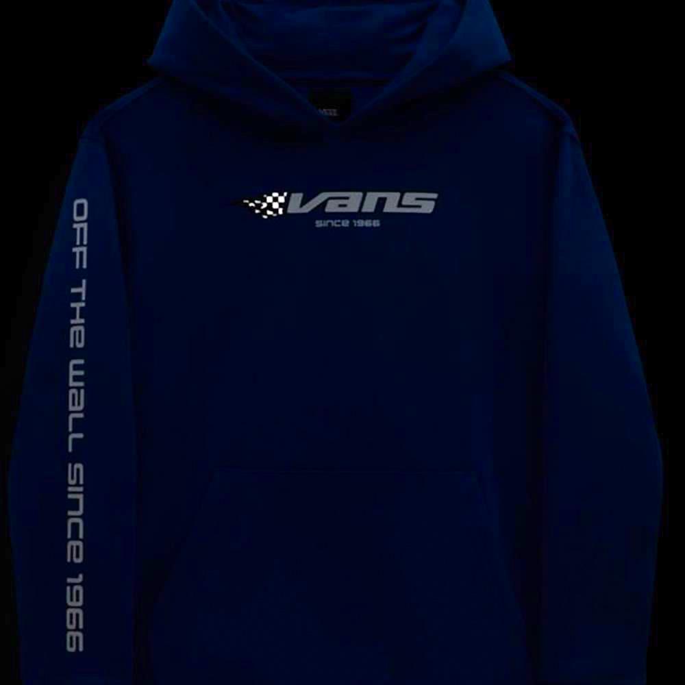 Vans Boys Reflective Checkerboard Flame Pullover Hoodie - True Blue