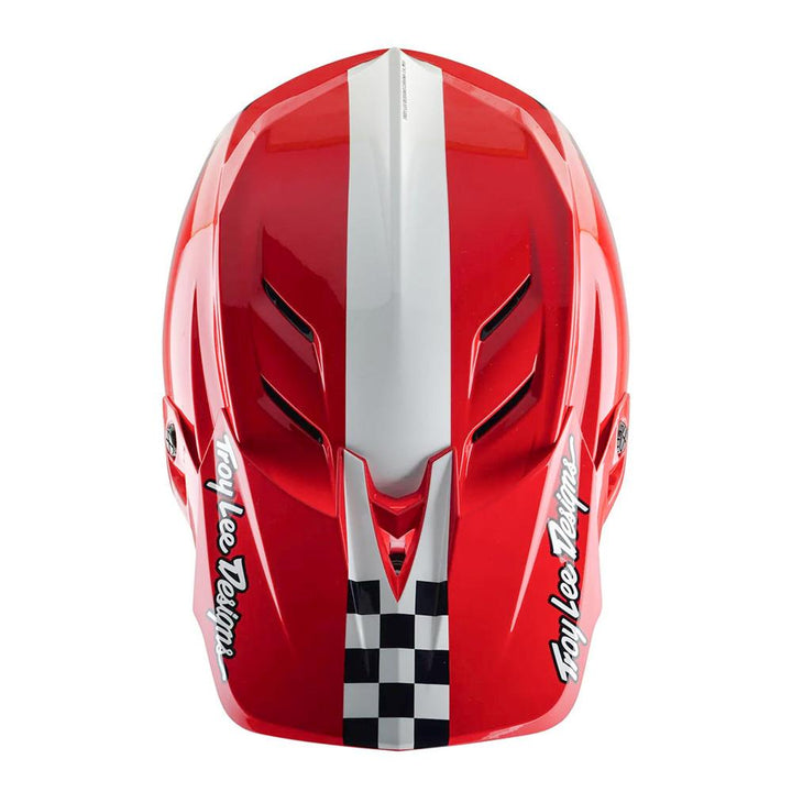 Troy Lee D4 Polyacrylate MIPS Race Helmet - Fifty-50 White/Red