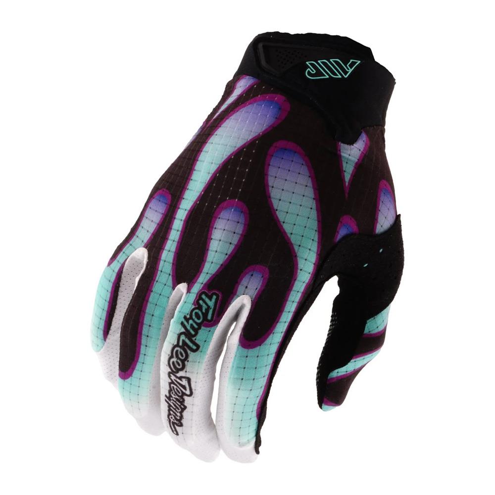 Troy Lee Air BMX Race Gloves - Overspray Black/Real Teal