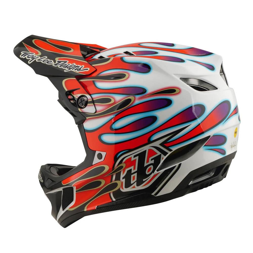 Troy Lee D4 Composite Race Helmet - Overspray White/Red