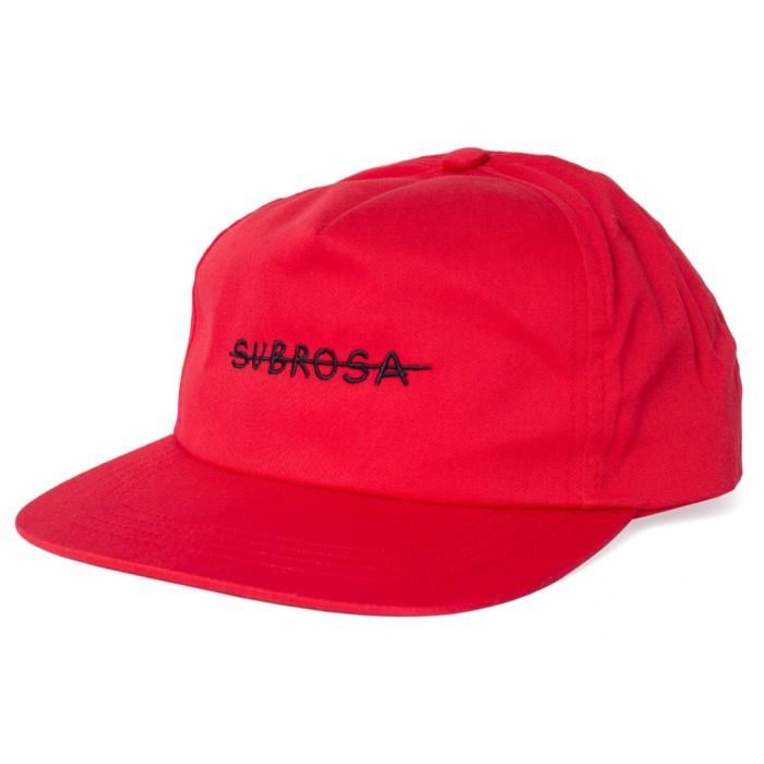 Subrosa Snapback incrociato rosso con cuciture nere