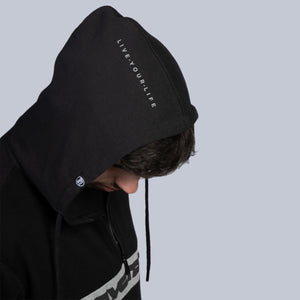 Stay Strong Cut Stripe 1/4 Zip Hoodie - Black/Grey