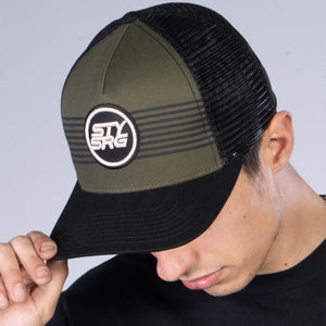 Stay Strong Icon Stripe Mesh Snapback - Black/Olive