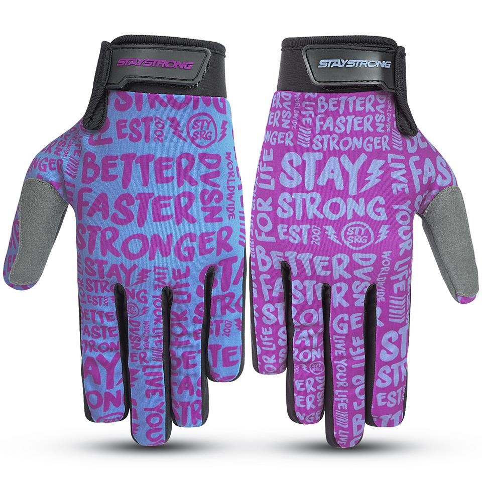 Stay Strong Sketch Gloves - Purple/Teal