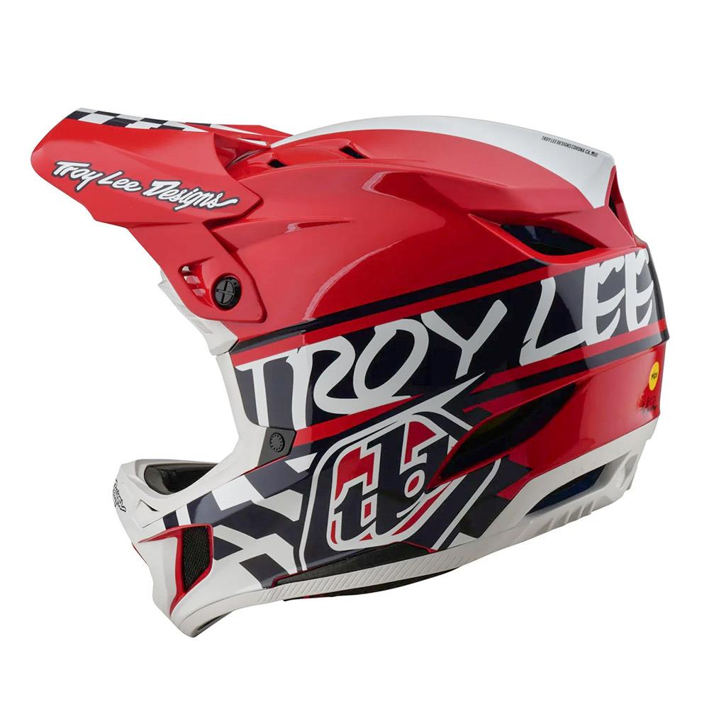 Troy Lee D4 Polyacrylate MIPS Race Helmet - Fifty-50 White/Red