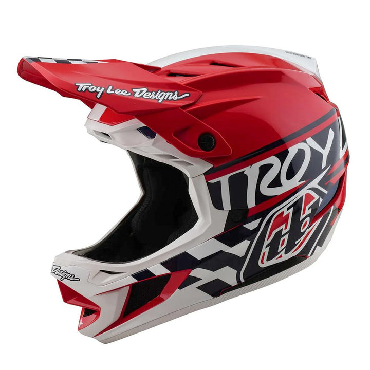 Troy Lee D4 Polyacrylate MIPS Race Helmet - Fifty-50 White/Red