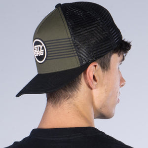 Stay Strong Icon Stripe Mesh Snapback - Black/Olive