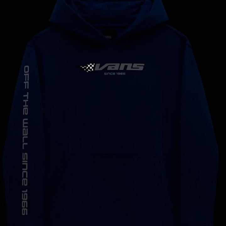Vans Boys Reflective Checkerboard Flame Pullover Hoodie - True Blue