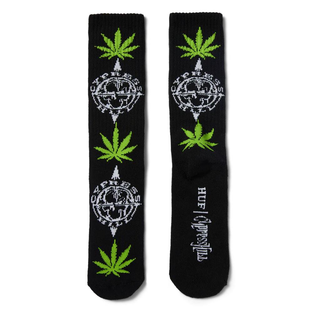 HUF Compass Plantlife Sock - Black - Black