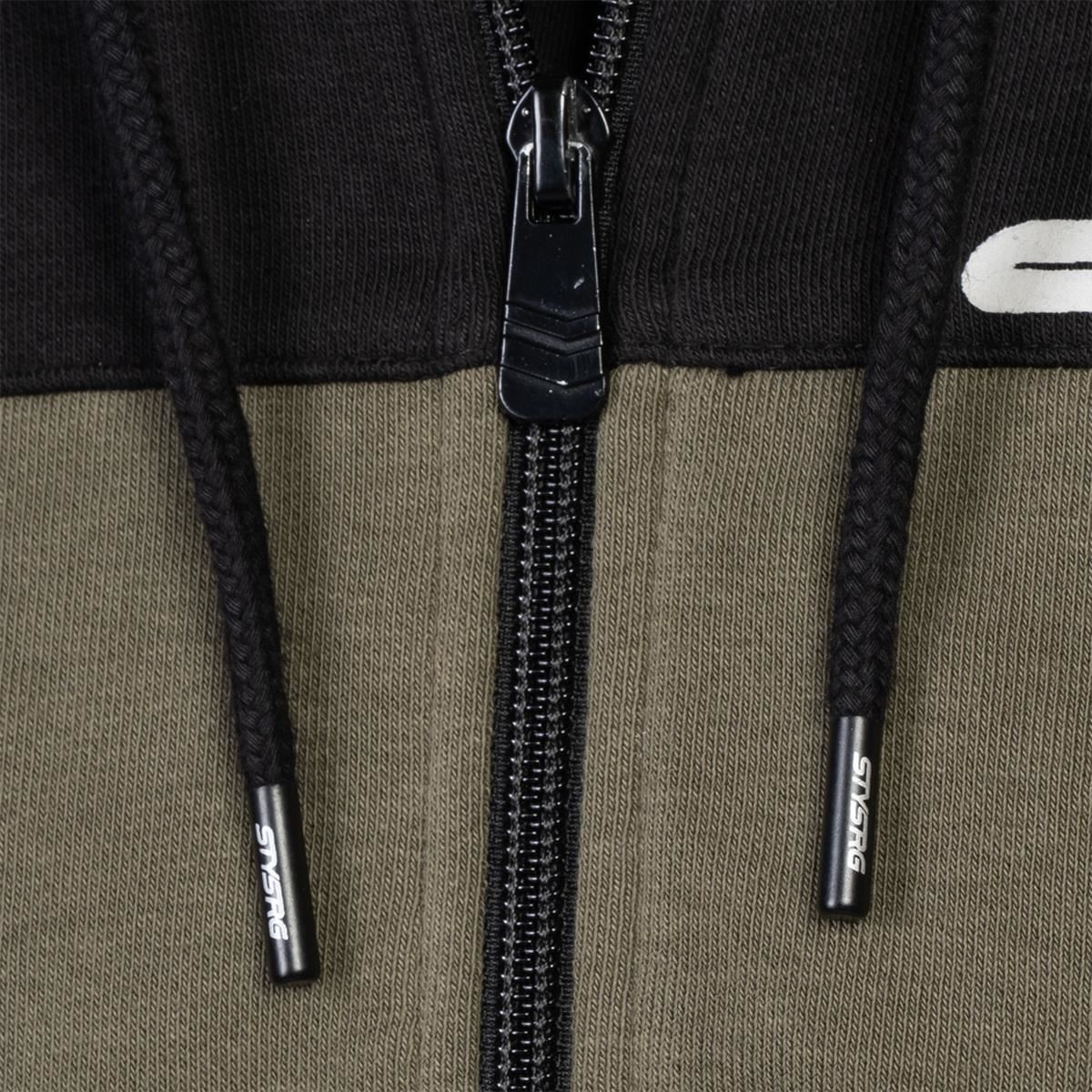 Stay Strong Cut Off Zip Hoodie - Black/Olive