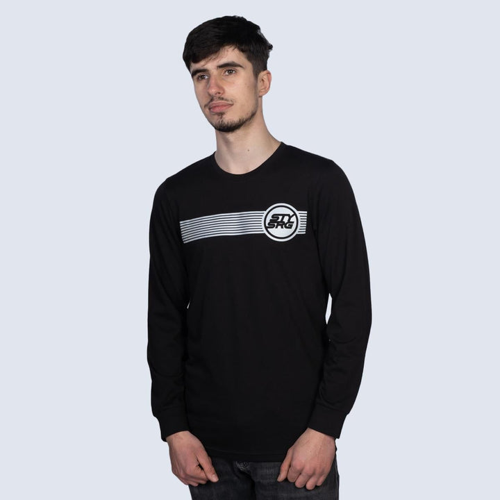 Stay Strong Icon Stripe Reflective Long Sleeve Camiseta - Black