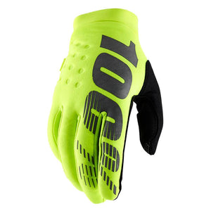 100% Brisker Race Gloves - Fluo Yellow