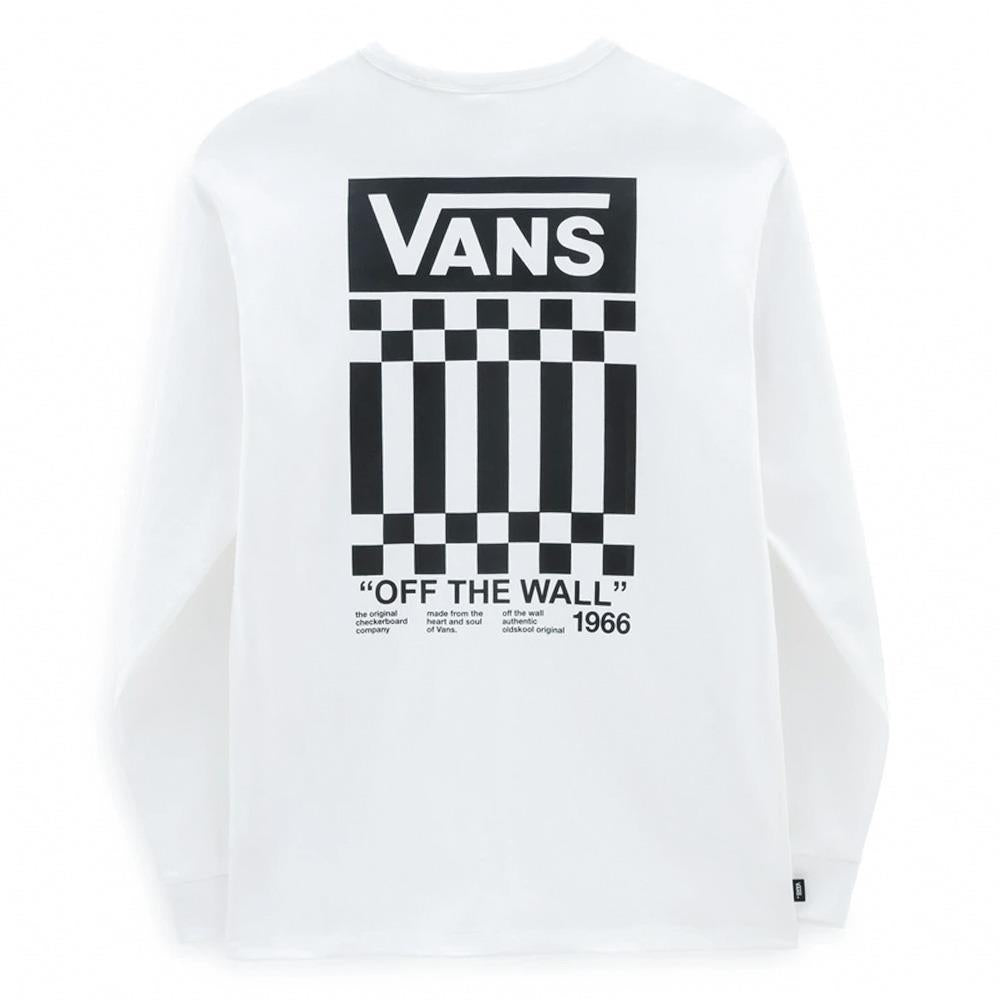Vans Off The Wall Check Graphic Long Sleeve T-Shirt - Blanc