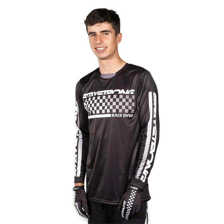 Stay Strong Checker Race Jersey - Black