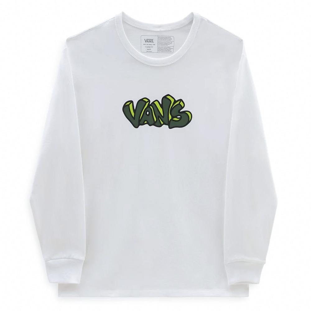 Vans Off The Wall Graphic Loose Langarm T-Shirt - Weiß